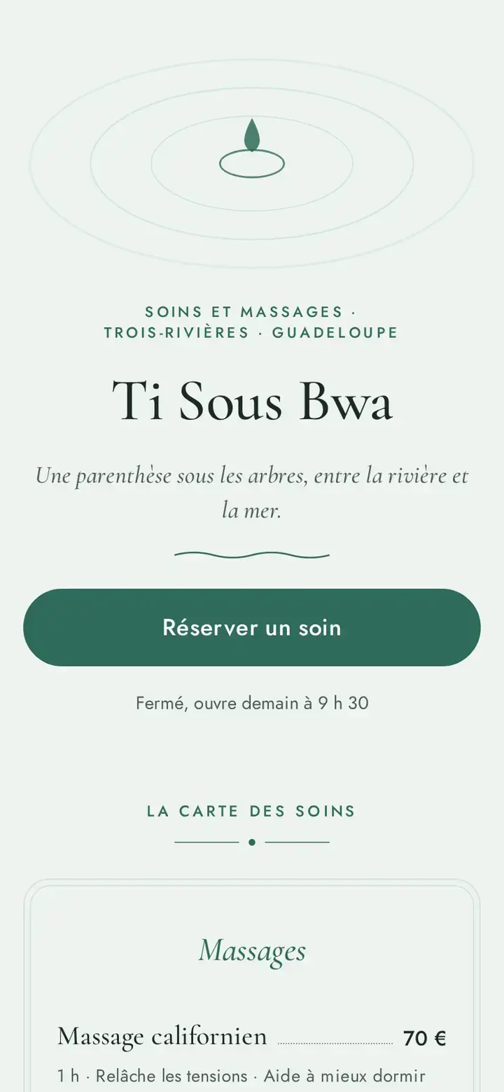 La même vitrine sur téléphone