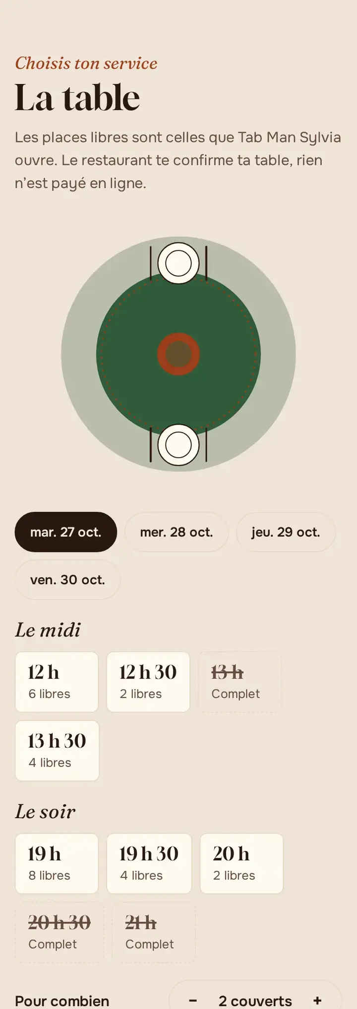 La table dressée, dans le thème Kannari, avec un commerce imaginé.