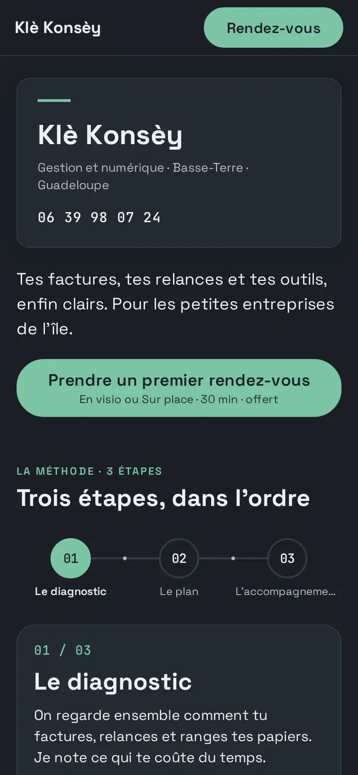 Konsèy, déclinaison Ardoise, sur téléphone