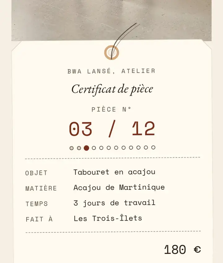 Le certificat de pièce, dans le thème Atelier