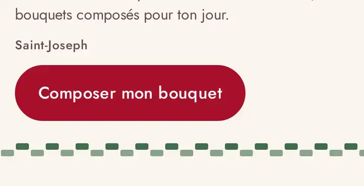 Le bouton de vente du thème Bouké, sur téléphone, avec un commerce imaginé.