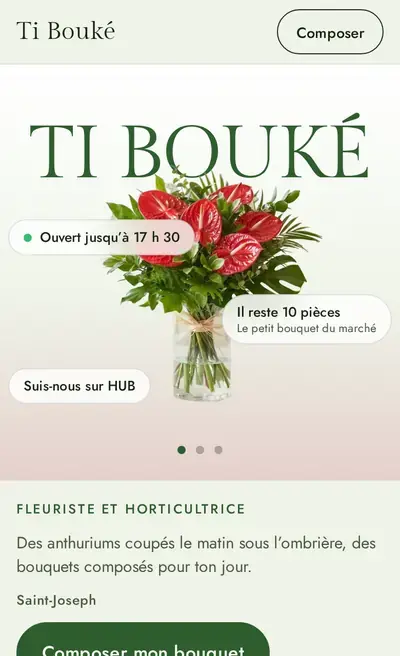 Le haut de la vitrine avec la palette Feuille de bananier.