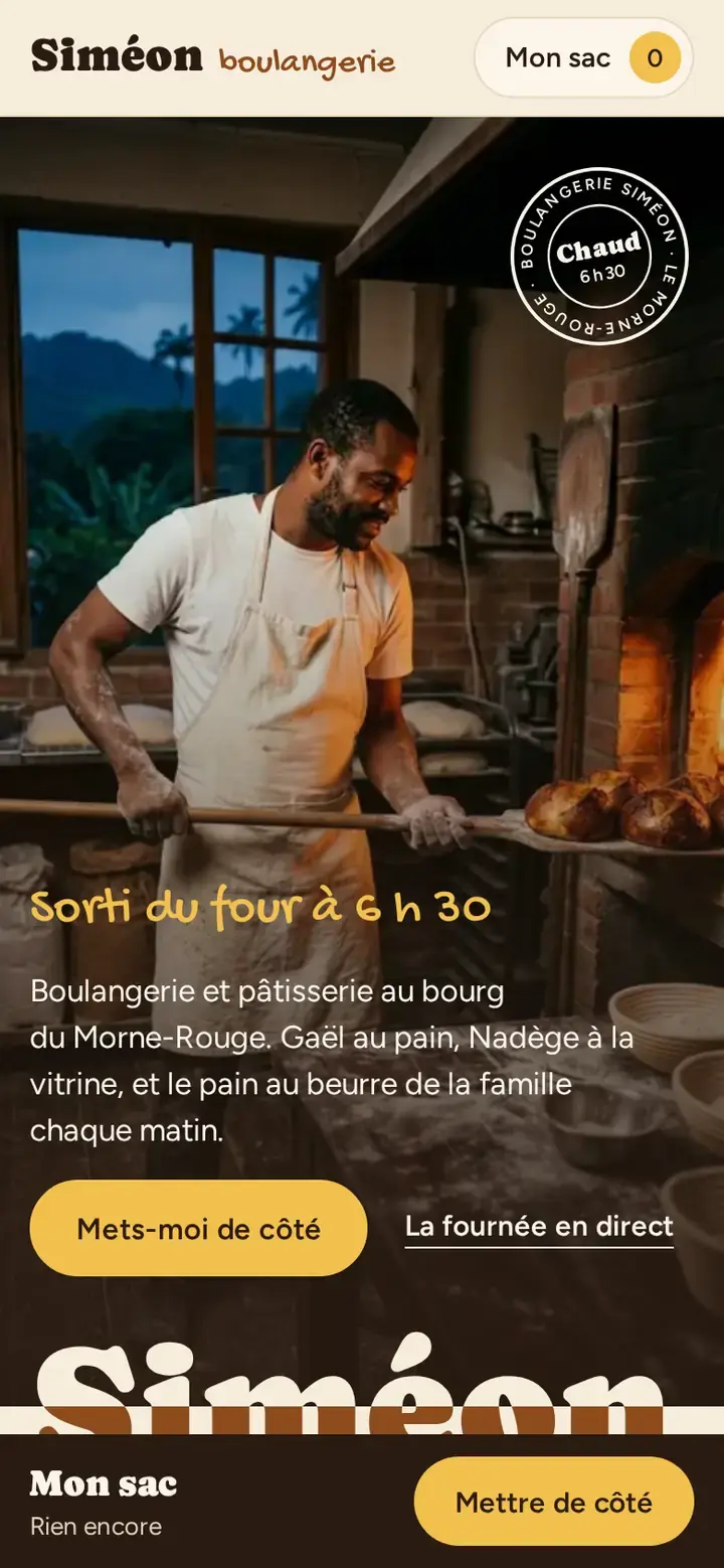 Thème Farin, déclinaison Fournil, avec un commerce imaginé.