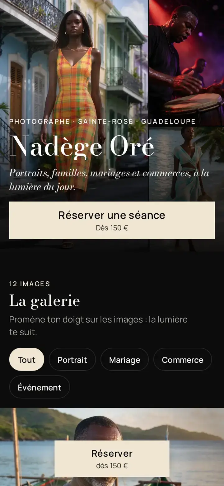Thème Limyè, déclinaison Chambre noire, avec un commerce imaginé.