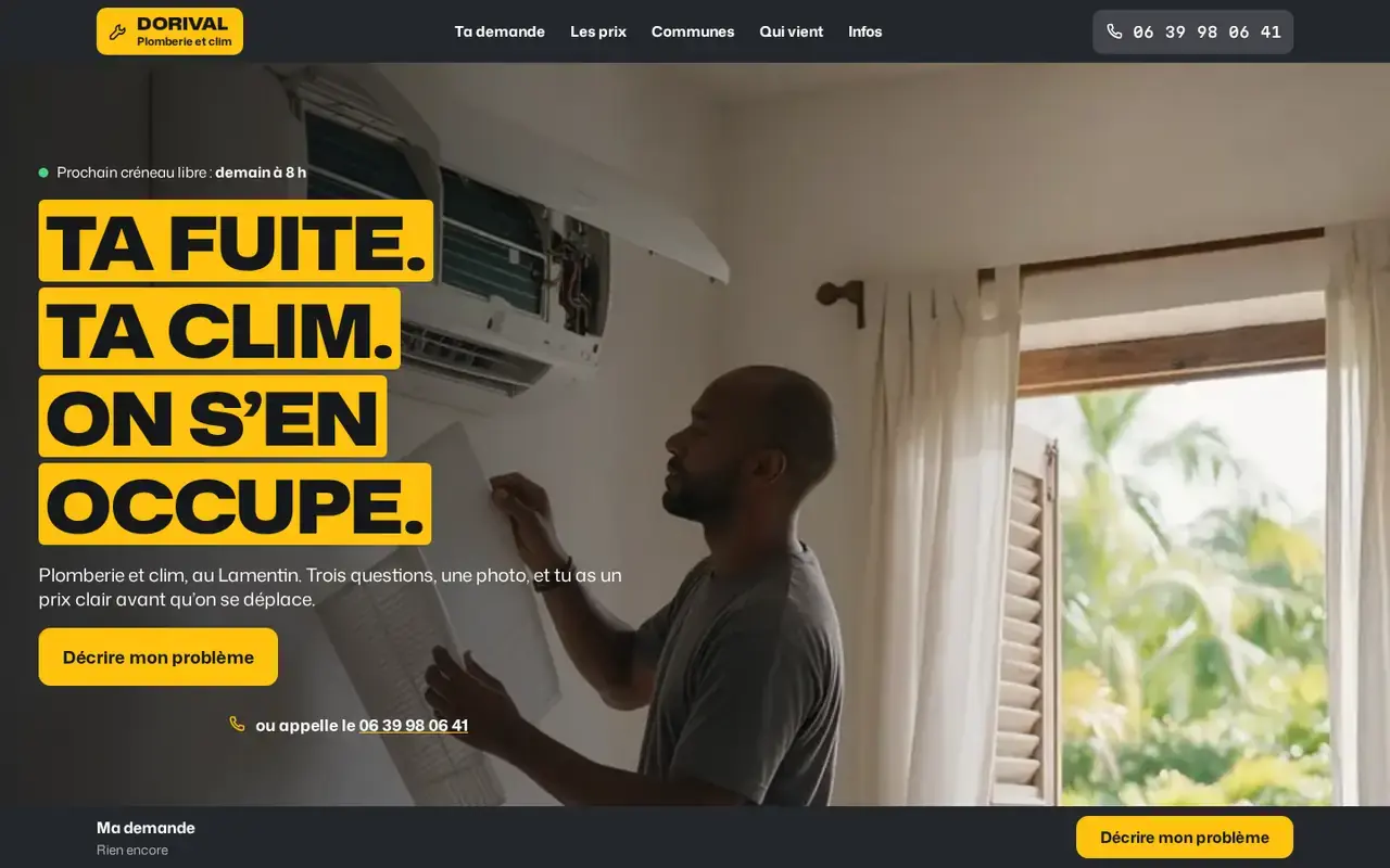 La vitrine d’exemple du thème Sèvis, sur ordinateur