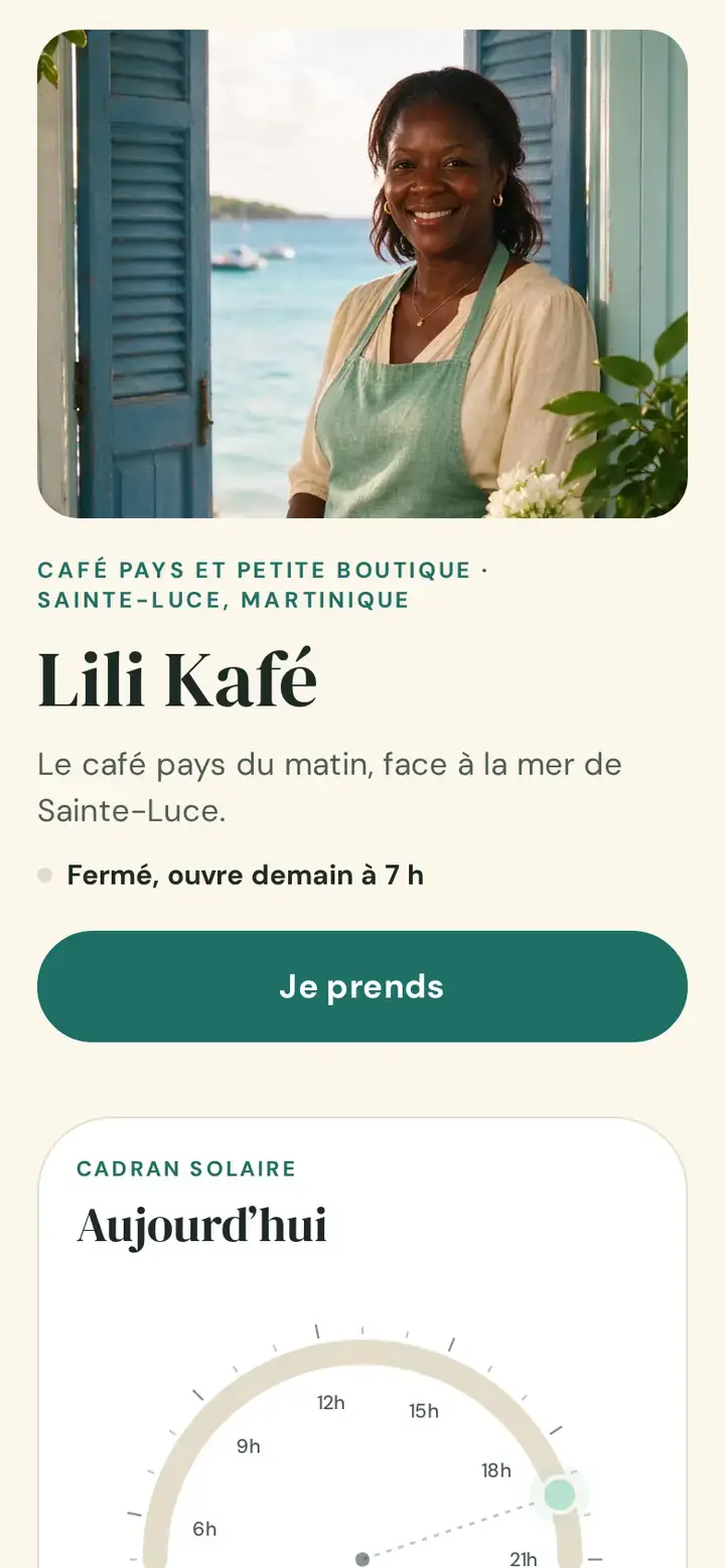 La même vitrine sur téléphone