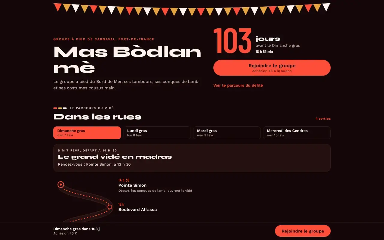 La vitrine d’exemple du thème Vaval, sur ordinateur