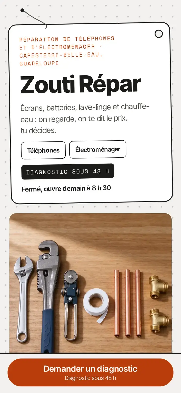Thème Zouti, déclinaison Établi, avec un commerce imaginé.